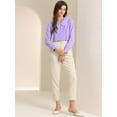 thumbnail image 3 of DARING DIVA Women's Peter Pan Collar Button Chiffon Blouse M Light Purple, 3 of 6