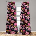 thumbnail image 2 of Floral Aquarelle Window Curtains, Modern Botany Feel Floral Boho with Watercolor Style on Wavy Back, Lightweight Decor 2-Panel Set with Rod Pocket, Pair of - 28"x95", Mustard Pastel Pink, by Ambesonne, 2 of 3
