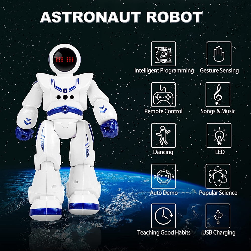 Tyethy Robot Toys for Kids, RC Smart Robot with Walking Singing Dancing Programmable Gesture Sensing Remote Control Robot Toy for  Ages 3+ Christmas Birthday Gifts