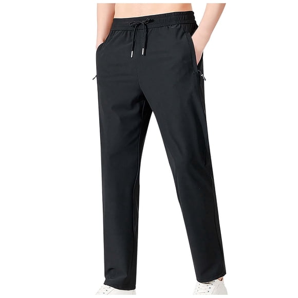 WEAIXIMIUNG Winter Pants Men's Fashionable Elastic Loose Pants Casual Ice Silk Elastic Straight Leg Pants Jogging Sports