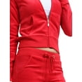 thumbnail image 5 of J. METHOD Women’s Tracksuit Set Casual 2 Piece Outfit Slim Fit Velour Velvet Zip Up Hoodie Jacket Top and Sweatpants Sweatsuit NEWTS03 Red 2X, 5 of 6