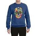 thumbnail image 2 of Wild Bobby Dean Russo Colorful Sugar Skull Streetwear Unisex Crewneck Graphic Sweatshirt, Vintage Heather Blue, XX-Large, 2 of 5