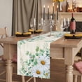 thumbnail image 2 of Spring Floral Daisy Table Runner, Eucalyptus Leaves Watercolor Botanical Cotton Linen Table Runners 72 Inches Long, Dresser Scarf Runner for Dining/Coffee/Kitchen/TV Stands/Cabinets 13''x72'', 2 of 9
