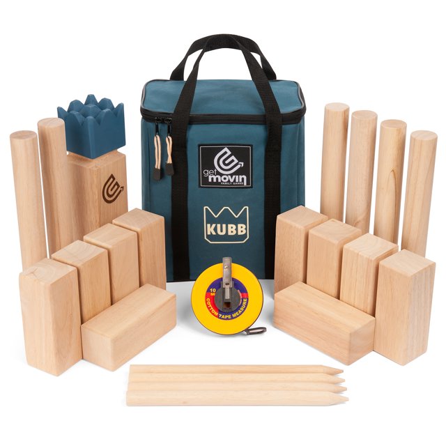 GetMovin' Sports Kubb Ultimate Outdoor Viking Chess Family Fun Giant Yard Game