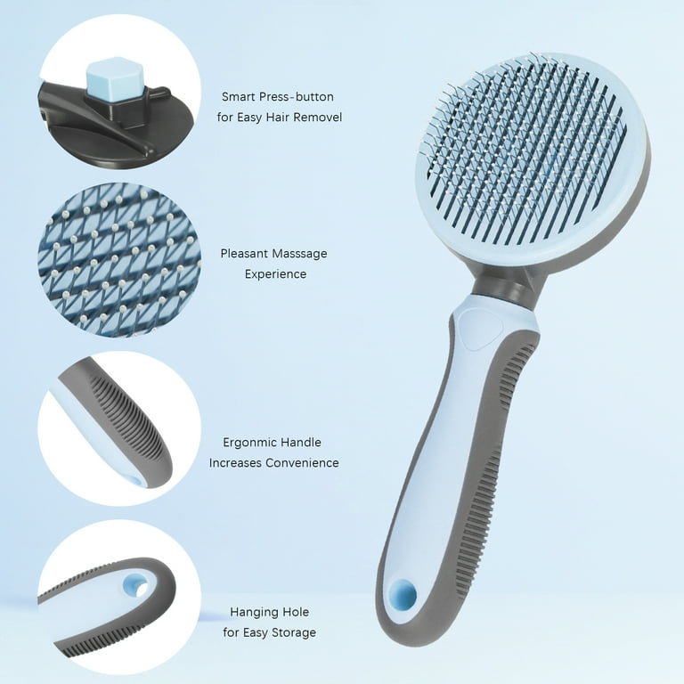WWW Dog and Cat Brush for Shedding, Self Cleaning, Soft Grooming