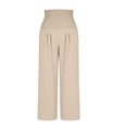 thumbnail image 6 of Lmnyox Women's Palazzo Pants Solid Color Wide Leg High Waist Pants Baggy Travel Pull-on Trousers with Pockets, 6 of 9