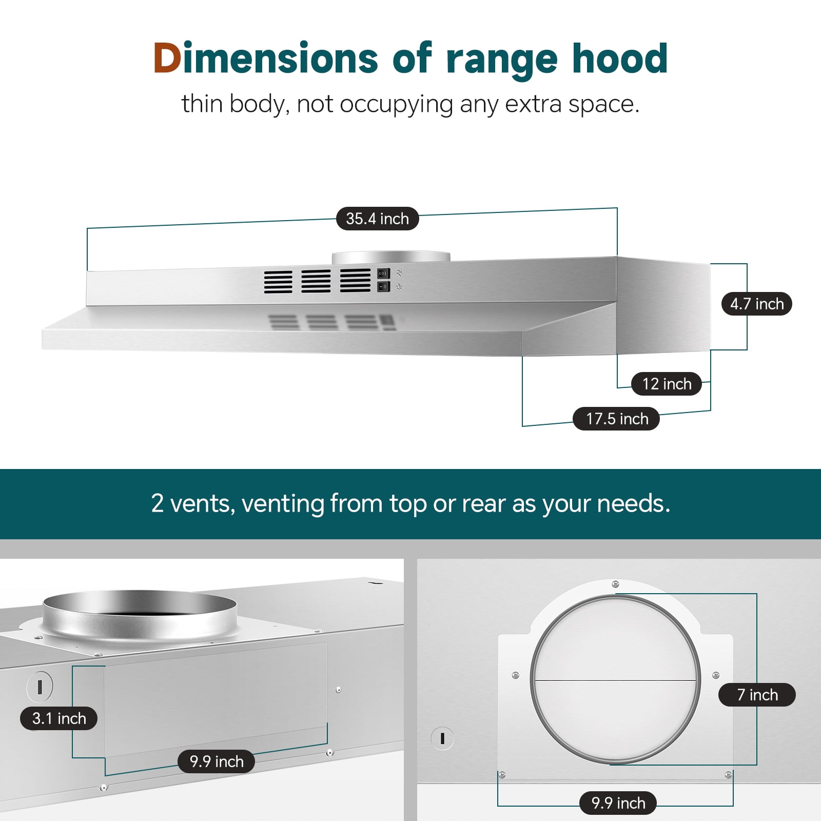 Joeaonz 36-inch Range Hood with LED Light & Stainless Steel Filters