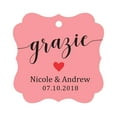thumbnail image 1 of Darling Souvenir GRAZIE Thank You Wedding Favors Gift Paper Tag Custom Party Hang Tags-Peach & Pink-50 Tags, 1 of 1