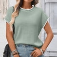 thumbnail image 4 of Women's Ribbed Sweater Crew Neck Short Sleeve Loose Fit Knit Pullover Tops 2026 Spring Summer Trendy Casual Clothes, 4 of 7