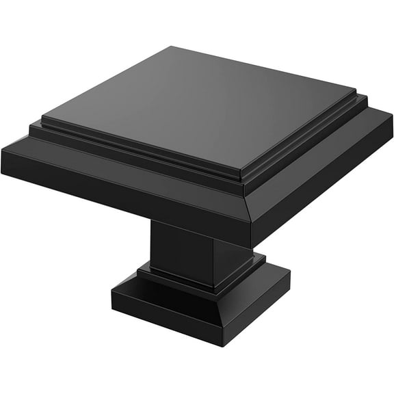 Zoizocp 10 Pack Matt Black Cabinet Knobs, 1.3 Inch(32mm) Kitchen Cabinet Hardware Square Knobs for Cupboard and Drawer AL6071MB