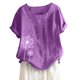 thumbnail image 1 of Gibobby Camisa De Invierno Camiseta de mujer con estampado casual de manga corta con cuello en O y blusa superior de talla grande（Morado， XXXL), 1 of 4