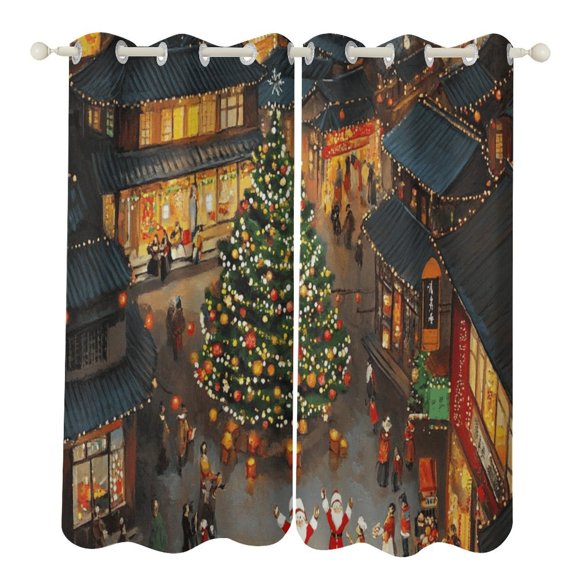 Funny Santa Claus Christmas Window Curtain Panels Grommet Blackout Curtains Blackout Curtains for Living Room