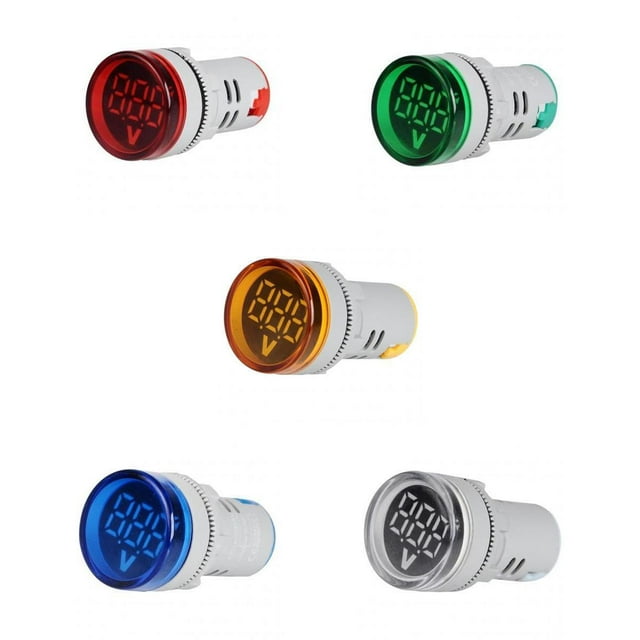 5 Paquetes 12-500V Sunnimix Medidor de voltaje redondo LED