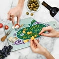 thumbnail image 4 of Saying Cutting Board, Inspirational Apple Print for Motivation Clean Eating Diet Fresh and Healthy, Decorative Tempered Glass Cutting and Serving Board, Wine Bottle Shape, Green Purple, by Ambesonne, 4 of 5