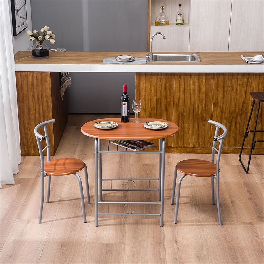 Kepooman 3 Piece Breakfast Set, PVC Breakfast Table for 2, Modern Dining Table Set with Two Chairs, Light Brown Kepooman 3 Piece Breakfast Set, PVC Breakfast Table for 2, Modern Dining Table Set with Two Chairs, Light Brown