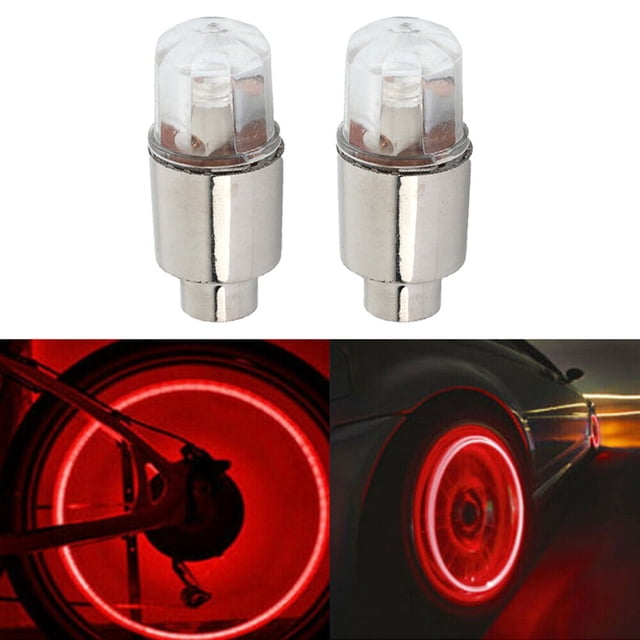 2 Pcs Couvre-Éclairage LED pour Valve d'Air de Pneu de Roue Lumières Décoratives Accrocheuses Accessoires Auto