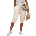 thumbnail image 5 of Cotton Capri Pants For Women，Womens Flowy Pants Beach Pants For Women Business Pants For Women Womens Linen Pants Lounge Pant Spring Outfits For Women Wide Leg Palazzo Beach Pants, 5 of 8