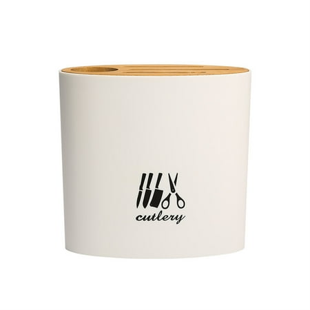 

HEVIRGO Quick Drainage Cutter Storage Rack Ventilation ABS Strong Construction Cutter Storage Holder Kitchen Supplies White Wood A