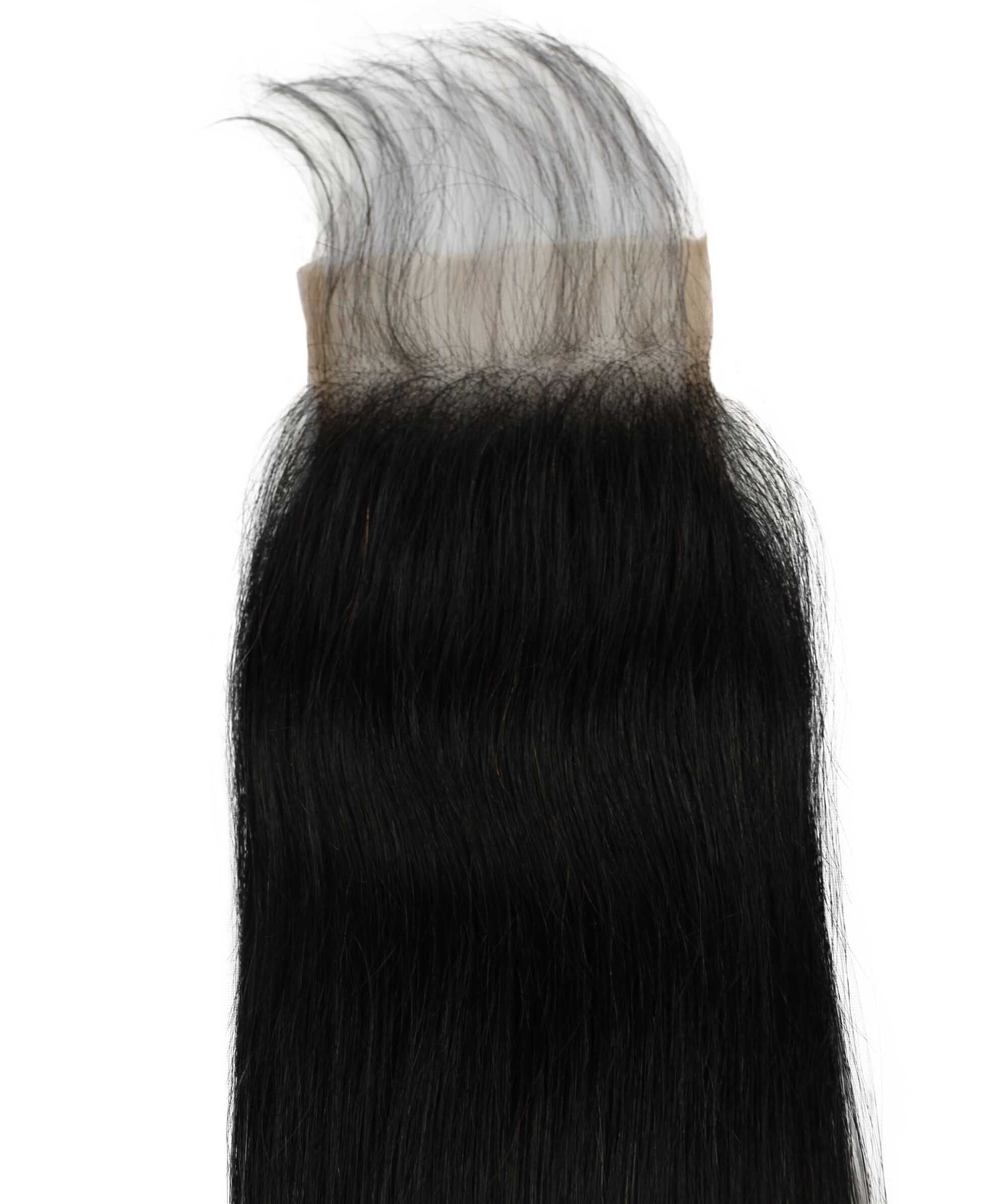 LUXLUXE Women Rico 100% Unprocessed A7 Grade Human Hair Bundle 10 Inches 101214 Lengths Free Part 4X4 Hand Tied Swiss Lace Closure