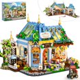 thumbnail image 1 of PLAXSOON Flower Caf&Atilde;&copy; House Building Set with LED, 1520 PCS Botanical Coffee Architecture with Openable Design, Floral Bakery Construction Model for Hom, 1 of 9