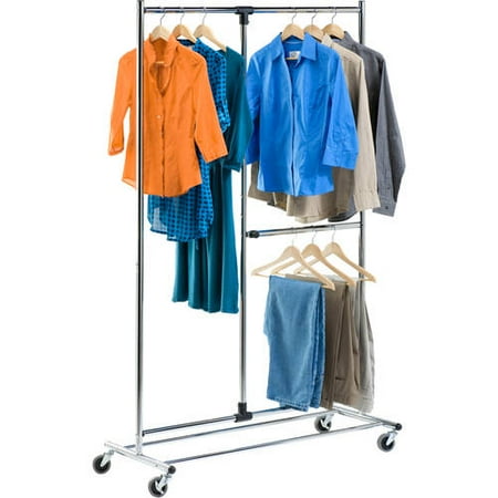Honey Can Do 80" Dual Bar Adjustable Garment Rack, Chrome