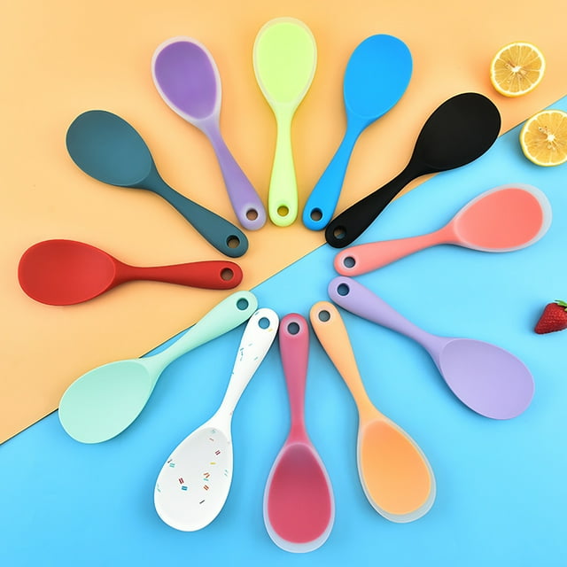 Rice Spoon Thickened Hanging Hole Easily Cleaning Translucent Silicone Pan Cooking Tools for Home Use
