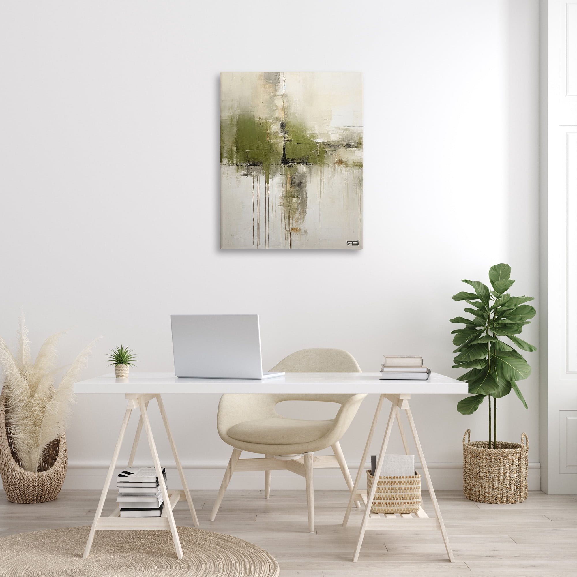 Stupell Industries Modern Paint Drip Horizon Abstract Painting Gallery Wrapped Canvas Art Print Wall Art, 30 x 40