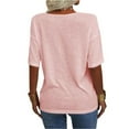 thumbnail image 2 of Summer Women's Casual Solid Color T-shirt Half Sleeved Simple V-neck Tee Tops, 2 of 5
