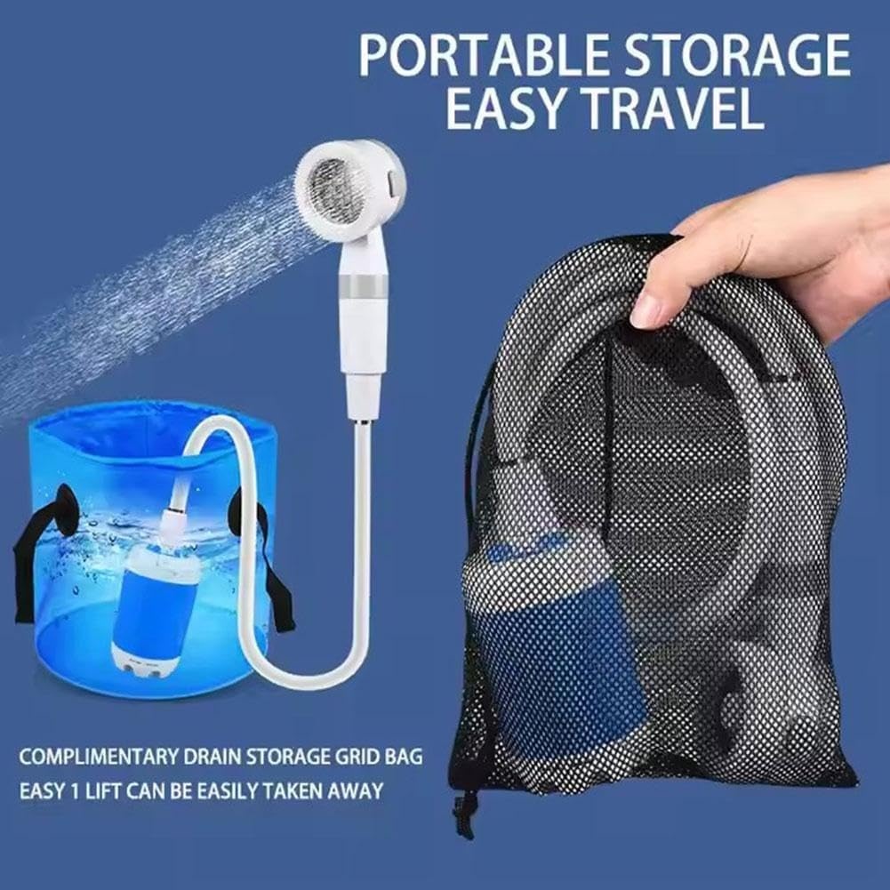 Portable Outdoor Camping Shower Pump - Equipped with a 4000mAh Rechargeable Shower Head, Suitable for Hiking, Pet Bathing, and Car Washingaf