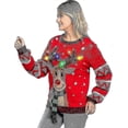 thumbnail image 1 of Womens Led Light Up Reindeer Ugly Christmas Sweater Built-in Light Bulbs, 1 of 4