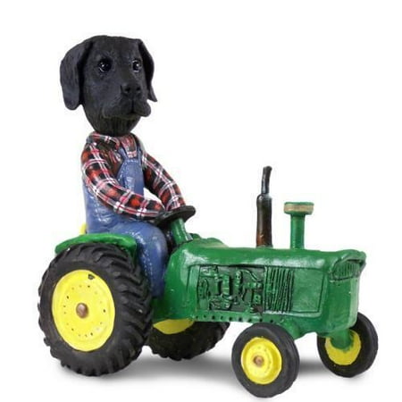 Black Great Dane Figurine - Great Dane Black w/Uncropped Ears Tractor Doogie Collectable Figurine