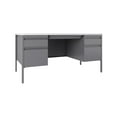 thumbnail image 5 of Lorell Fortress Series Teachers Desk 60" x 30" x 29.5" - Double Pedestal - T-mold Edge - Material: Steel - Finish: White Laminate Surface, Platinum, 5 of 8