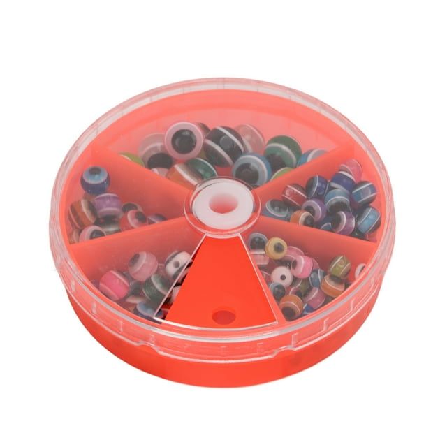 QIILU 135 Pcs Mixed Color Fish Eye Beads Fishing Beads 4mm/5mm/6mm/8mm With Transparent Storage Box,Mixed Color Fisheye Bead,Fishing Beads Assorted Set