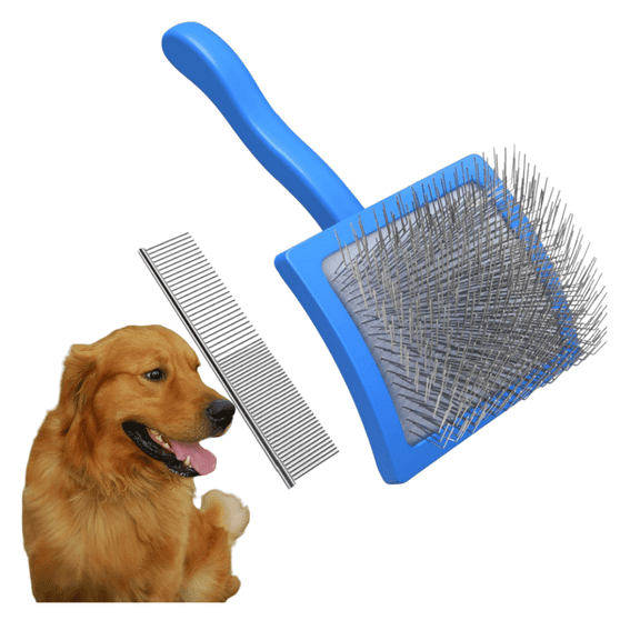 Naisfei 2 PCS Slicker Brush for Dogs & Pet Comb,Professional Dog Grooming Brush,Extra Long Pin Dog Grooming Brush for Curly Hair Goldendoodles, Removes Long and Loose Hair & Undercoat