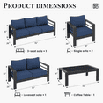 thumbnail image 3 of Amopatio Aluminum Patio Furniture, 8 Pieces Metal Outdoor Furniture Set, Outdoor Sectional Modern Sofa Sets with Coffee Table for Pool, Garden, White&Blue (Included Waterproof Covers), 3 of 6