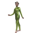 thumbnail image 7 of Girls Shiny Metallic Mock Neck Unitard Long Sleeve Full Jumpsuit Kids Slim Fit Bodysuit Dance Leotard Turtleneck Jumpsuit, 7 of 7