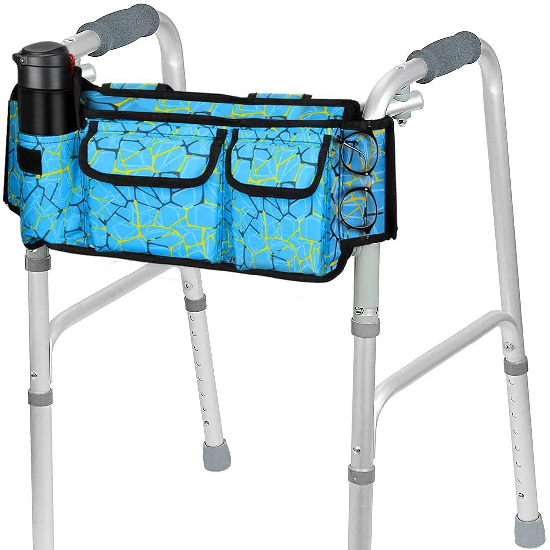 SupreGear Walker Bag, Folding Walker Basket Organizer Pouch Tote for Walker Style Rollator and Wheelchair (Blue)