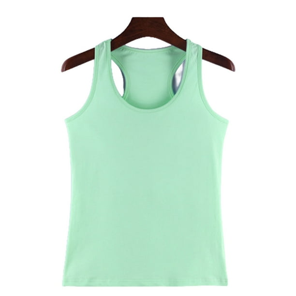 Qarigey Chaleco de algodón para mujer, ropa recortada de moda de punto, camiseta transpirable fresca, camisas de fondo exterior de primavera, Prendas para la parte del cuerpo verde fluorescente S Qarigey AP010463-31B