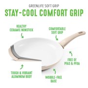 GreenLife 16 Piece Nonstick Cookware Set, Soft Grip Non-Toxic, Dishwasher Safe, Taupe