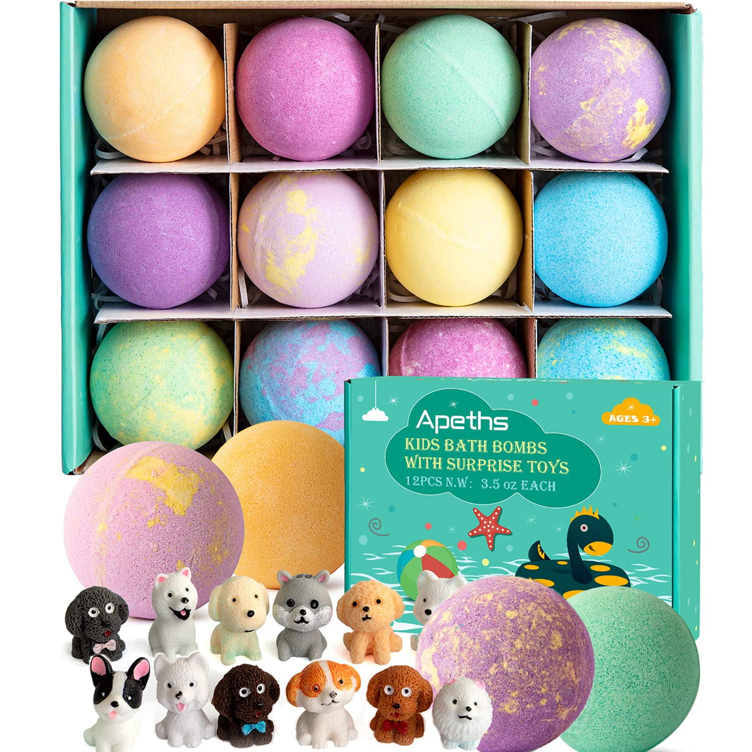 APETHS Bath Bombs with Surprise Toys Inside，Set of 12 Bath Bomb Gift