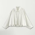 thumbnail image 2 of Women's Suede Bomber Jacket Lapel Collar Pilot Coat Oversized Motorcycle Jacket Outwear, 2 of 4