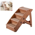 thumbnail image 1 of Escalera Plegable Perros de Cama, Escalera Perro con Patas Antideslizantes, Rampas de Perro, para Sofá, Cama O Auto, para Interiores y Exteriores, 49.5 cm de Altura, Soporta Hasta 165 Libras, Marrón, 1 of 7