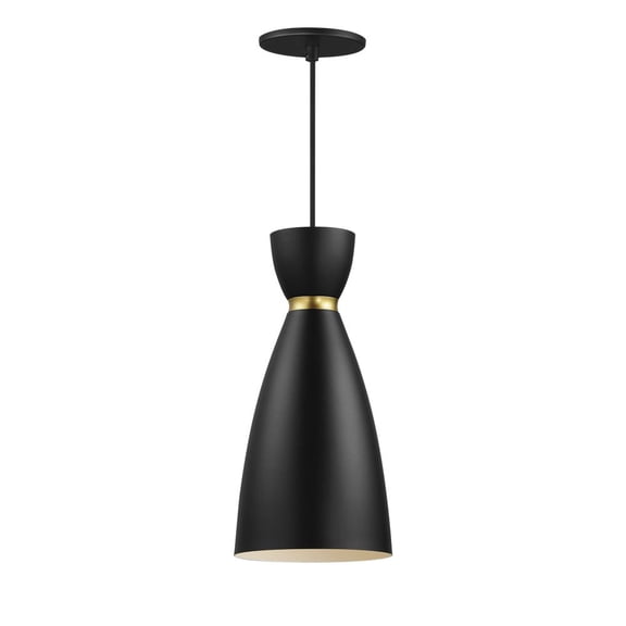 11301BKSBR-Maxim Lighting-Carillon - 1 Light Mini Pendant-15 Inches Tall and 7 Inches Wide-Black/Satin Brass Finish    -Traditional Installation