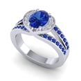 thumbnail image 2 of Diamond-Capitals 2.35 Carat Oval Cut Blue Sapphire Gemstone Unique Wedding Ring for Ladies in Solid 18K White Gold Size 7, 2 of 8