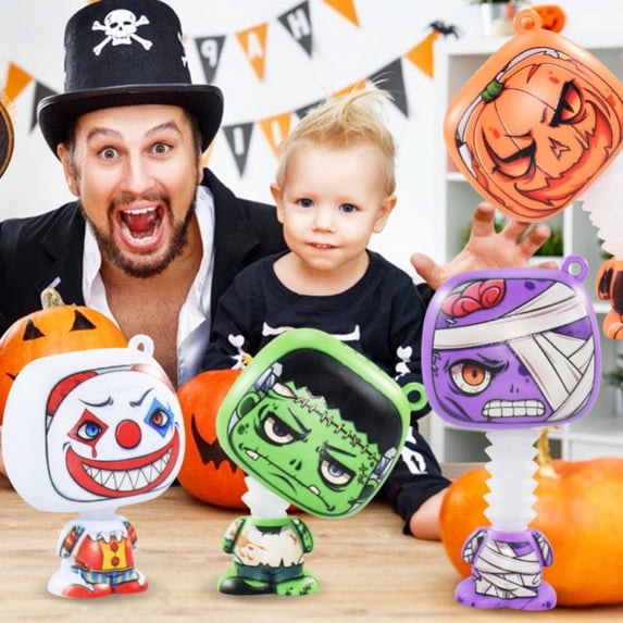 Halloween Toy/ Halloween Cartoon Doll Ornament Pop Tube Sensory Toys for Adult & Kid Stress and Anxiety Relief Learning Toys, 1 PC