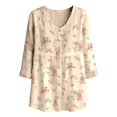 thumbnail image 4 of T Shirts for Women BWASD Fashion Flowy Loose Fit Print Short Sleeve Shirt Summer Dresses Breathable Daily Blouse for Casual Summer Going Out Wear (Beige S), 4 of 4