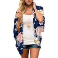 thumbnail image 2 of Pompotops Kimono en Chiffon à Imprimé Floral pour Femmes, Châle Cardigan à Manches Mi-Longues et Coupe Ample, 2 of 3
