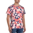 thumbnail image 4 of Yiaed Japanese Cherry Blossoms Print Mens Short Sleeve Tight Fit T-Shirt, Crewneck Casual Tee-Small, 4 of 5