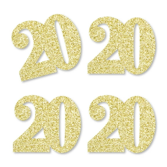 Big Dot of Happiness Gold Glitter 20 - No-Mess Real Gold Glitter Cut-Out Numbers - 20th Birthday Party Confetti - Set of 24