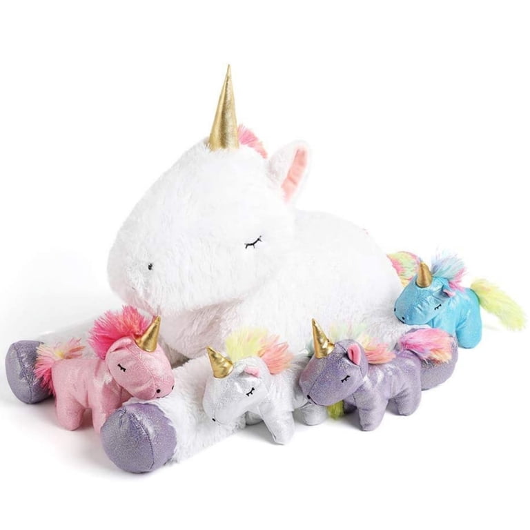 Morismos Unicorn Mommy with 4 Baby Unicorns Plush Set, 5 Pieces photo 7